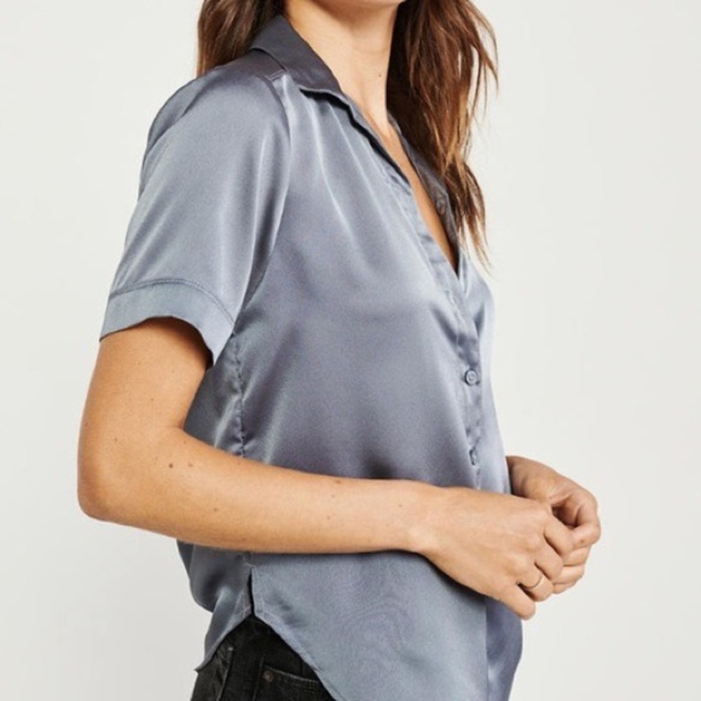 Abercrombie Short Sleeve Satin Button Up